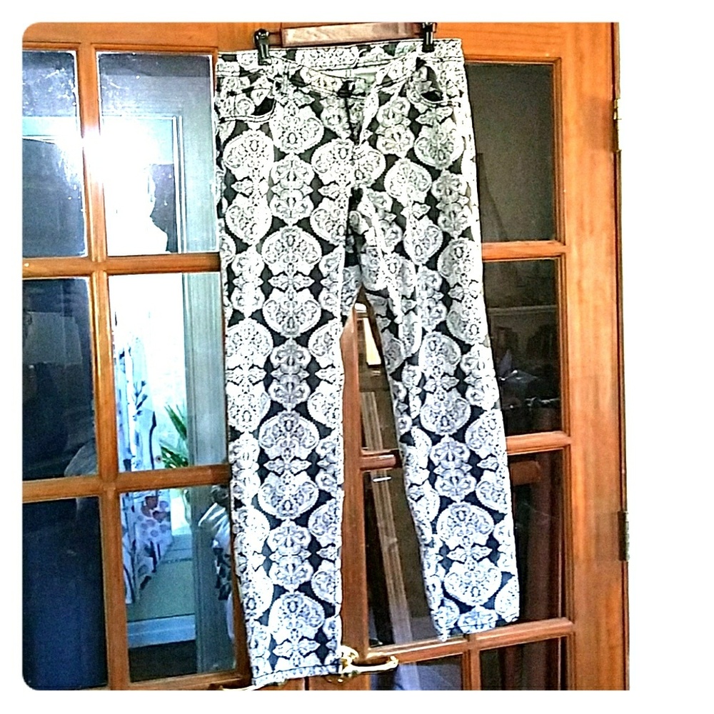 Damask soft denim pants